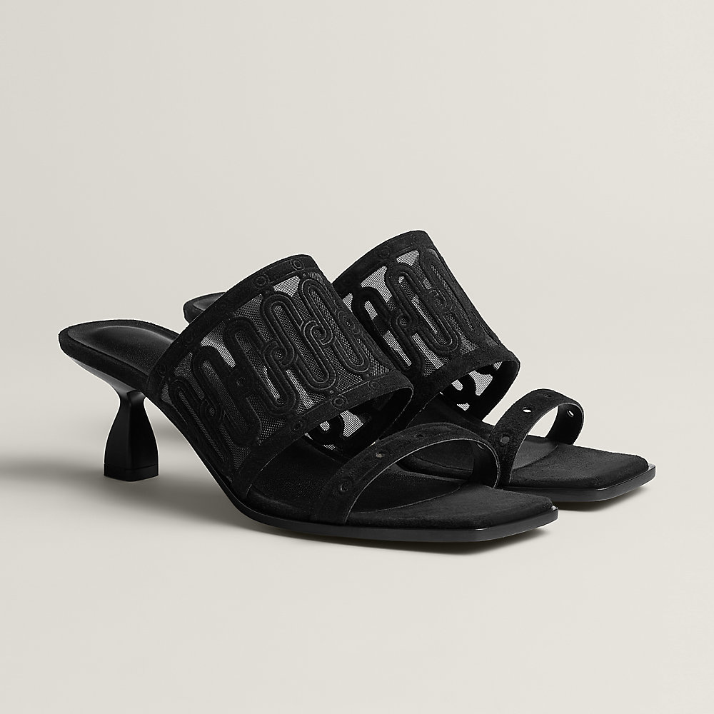 夏映え抜群♪【HERMES】Joia 55 サンダル ブラック×メッシュ Joia 55 sandal | Hermès UK